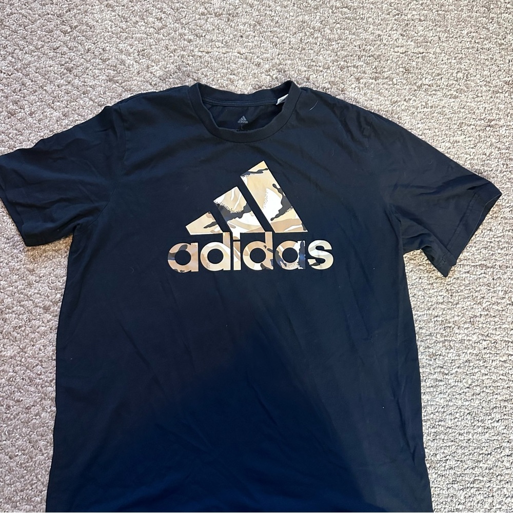Adidas Men's Black Tee with Gold Logo